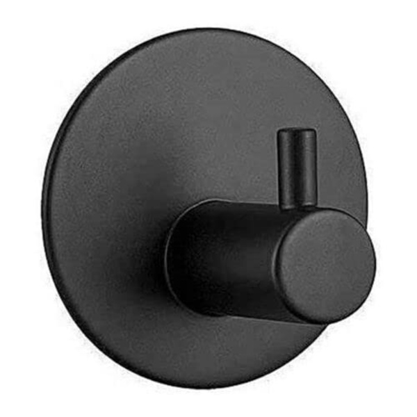 2 Mat Sort Håndklædeholder, Selvklæbende, Væg, Rustfrit Stål, 3M, Dørkroge, Klæbe på Kroge til Ophængning, Badeværelseskroge, Håndklædekroge, Håndklægekrog