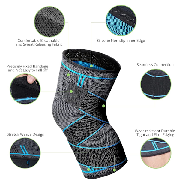 Pieces Knästöd, Justerbart Elastiskt Knästöd, Sport Kompressionsknästöd, Patella- och Ligamentknästöd (L)