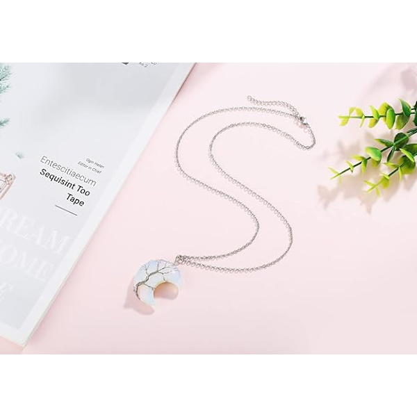 Halsband Livets Träd Kristall Halsband (Vit-Syntetisk Opal)