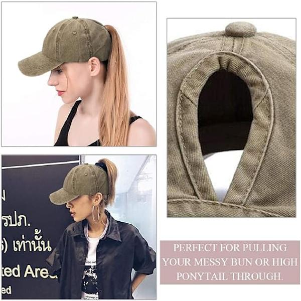 Kvindes Ponytail Baseball Kasketter Mode Ensfarvet Kasket Retro Unisex Visirer Slibkant Gør Gammel Hat