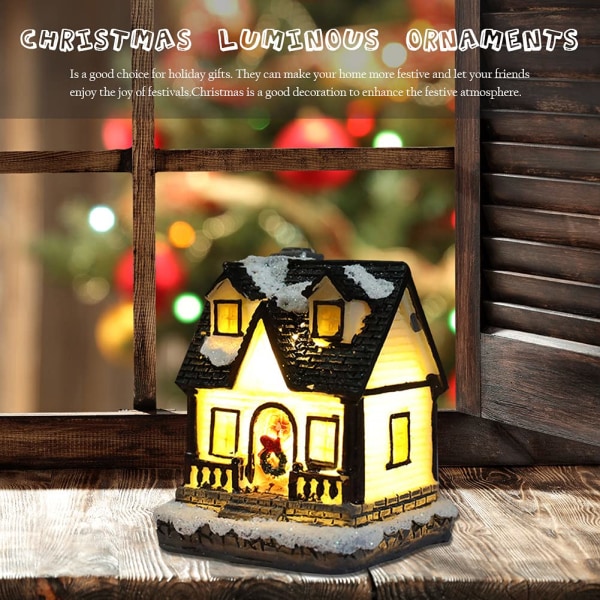 Juldekorationer, Mini Resin House Staty med Ljus