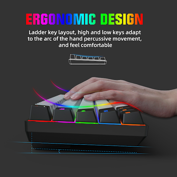 V800 68 Näppäimen RGB Langallinen Mekaniikka Peliklaviatura Irrotettavalla Type-C-Kaapelilla ja ABS-Näppäimillä