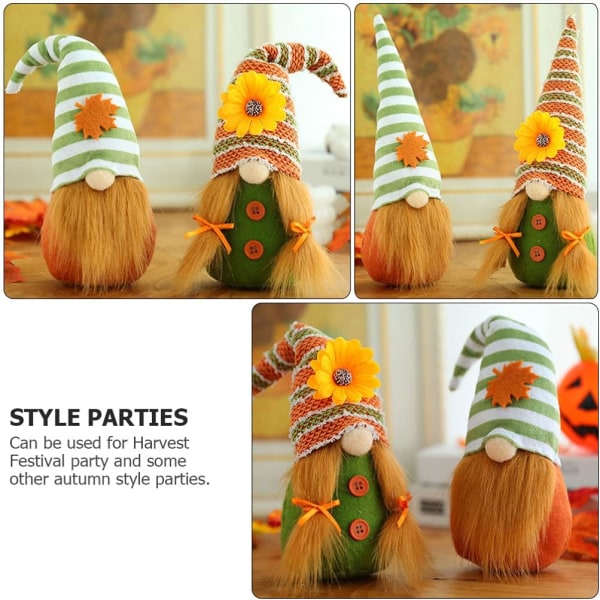 2-pak Gnome plys Thanksgiving-indretning håndlavet (stribet hat)