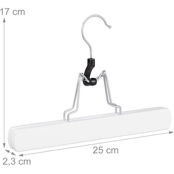 Träbyxhängare, 12 stycken, 360° Swivel Hook, Filt Skydd, Klädställ Byxor, Vit