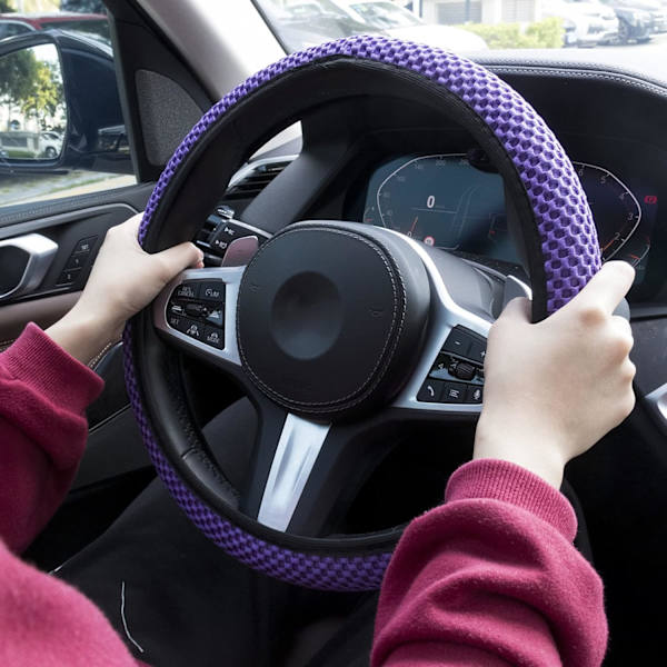 Bilsträckning Elastiskt Rattöverdrag, Söt Western Rattkompis för Bil, Andningsbar Mikrofiber Issilke, Halkskydd, Lätt att bära - Lila