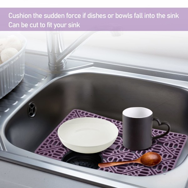 Silikonmatte for kjøkkenvask, 15,7" x 10,6" (lilla)