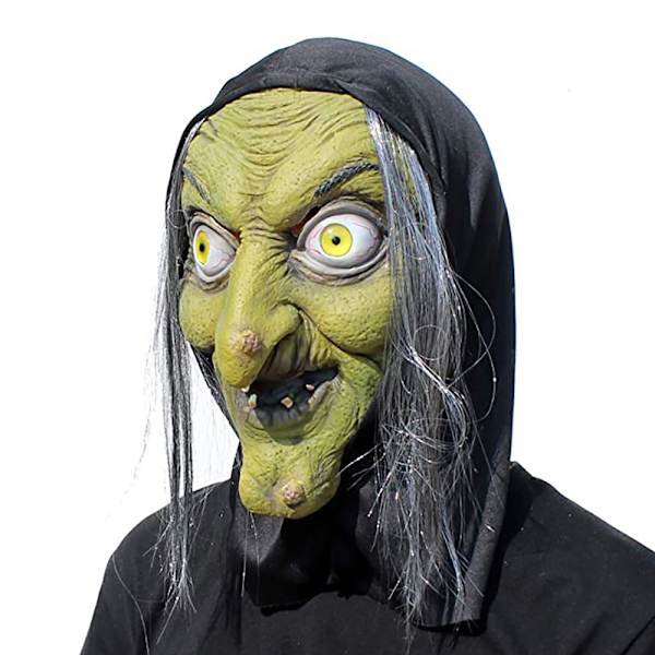 Halloween skräck häxa mask gammal häxa latex huvudskydd trollkarl gammal dam mormor mask