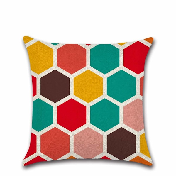 Stk Putetrekk 45 x 45 cm, Firkantet Dekorativt Putetrekk Sofapute Trekk Fargerikt Geometrisk Mingon Mønster Bomull Lin Hjem Dekor