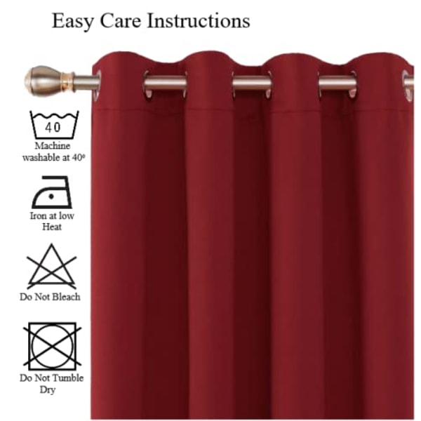 Ring Eyelet Gardiner 52x54\" Oker 2 Paneler (132W x 137cmL, Rød)