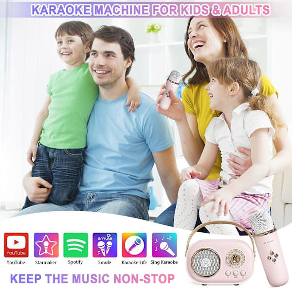 Mini-karaokelaitte, söpö karaoke-mikrofonisarja, kannettava Bluetooth-kaiutin mikrofonilla (vaaleanpunainen)