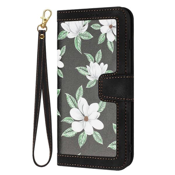 Blommigt läderfodral med snodd For Honor 200 Lite Global