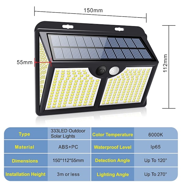 2 st LED solcellslampor utomhus, [4 arbetslägen, 270° belysning]