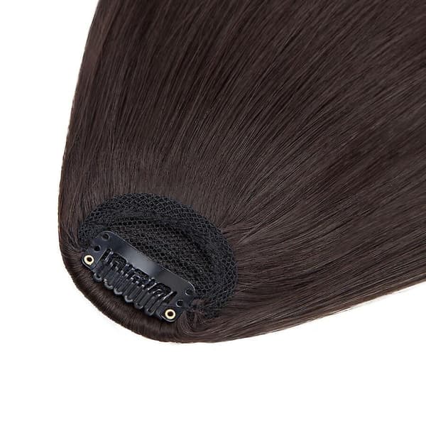 Clip-in Hår Bangs Extensions Fransk Hår Bangs Stilig Hår Bangs Hårdeler mørk brun mørkebrun darkbrown 28cm