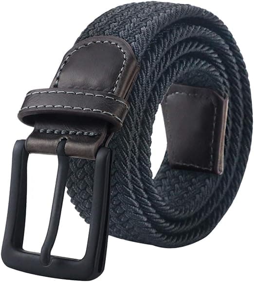 Stretch Herrbälte, Herrflätat Elastiskt Bälte (Svart, 120cm)