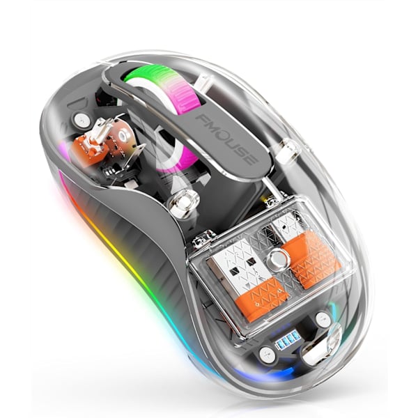 Trådløs Gaming Mus, T30 2.4G Trådløs Mus, Genopladelig RGB Lys, Gaming Mus med Justerbar DPI