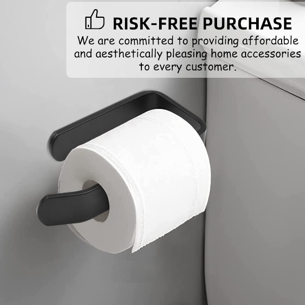 Selvklæbende toiletrulleholder, sort, med 3M lim, ingen boring påkrævet, toiletrulleholder til toiletter, badeværelser, køkkener