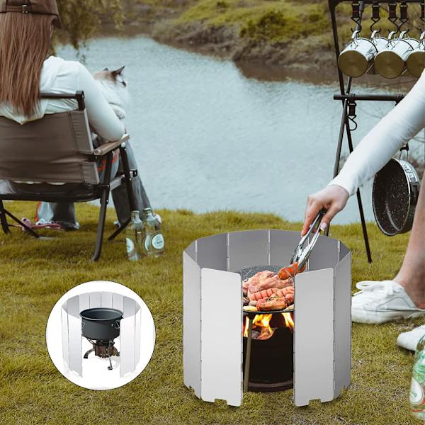 Campingspis Vindruta - 12 Plattor Fällbar Spis Vindskydd