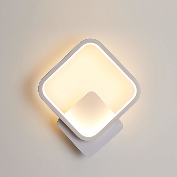 Vegglampe LED firkantet vegglampe 12W varm hvit 3000K