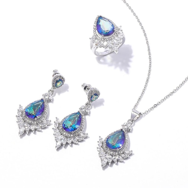 Rings Earrings Necklace Jewelry Set Zircon Jewelry Set