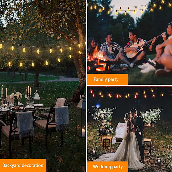 Utomhus ljusslinga 15M 20 LED ljusslinga IP65 Vattentät