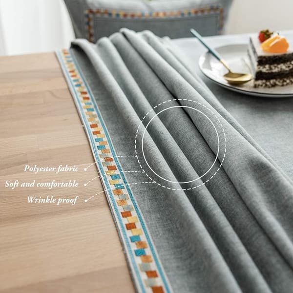 Bomullsduk Rektangulär Fläckavvisande Duk för Bord Tvättbar Duk Vattentät Duk (Grå, Rektangulär/Oval, 140x140cm)