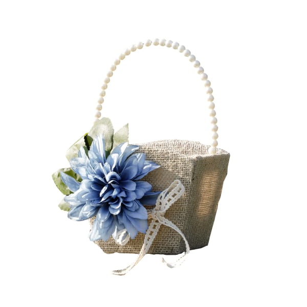 1 pakke Burlap Blomsterpikekurver, Blomsterpikekurv Rustikk Burlap, med Perlehåndtak, Burlap Bryllupsblomsterkurv for Bryllupsfest Bankett