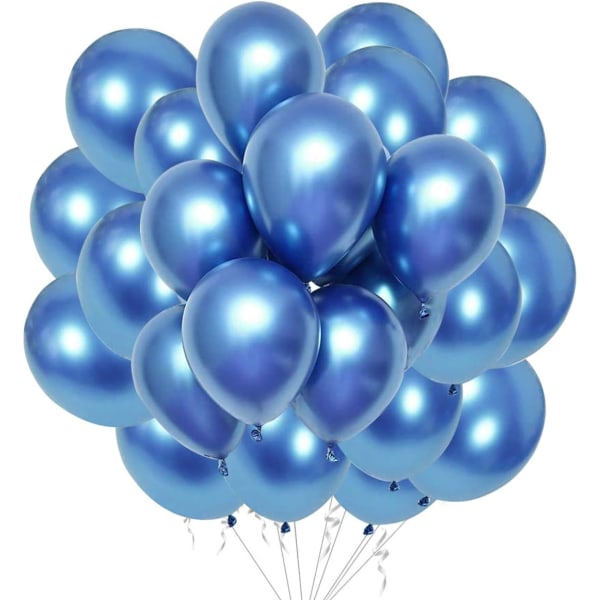 50 kpl sinisiä metallisia ilmapalloja juhliin Kiiltävä sininen lateksi (12 tuumaa)