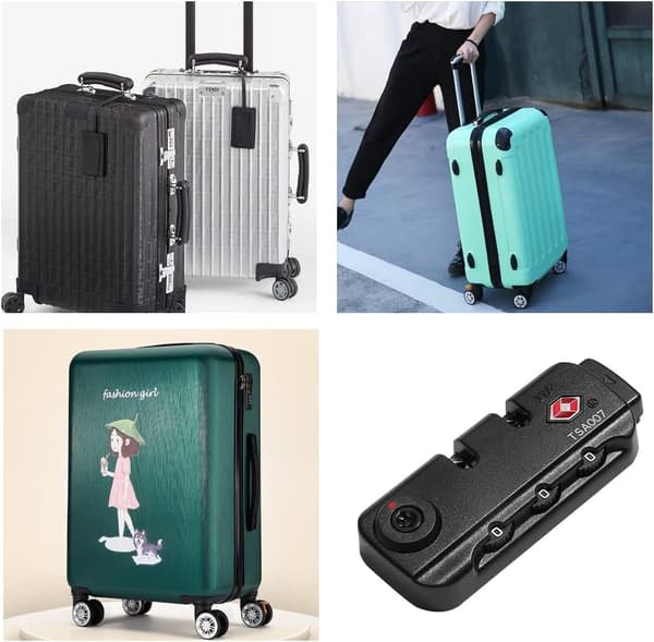 Reselås för resväskor, TSA007-lås för resväskor med dragkedja, fast lås, 3-siffrigt bagagelås