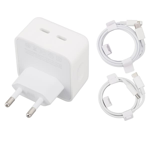 35W Dobbelt USB-C PD Hurtigoplader med Kabel til iPhone & Android, EU Stik 100-240V 0.2