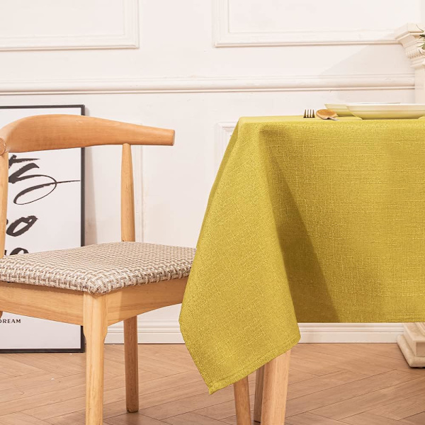 Vattenavvisande Tvättbar Rektangulär Bordsduk i Faux Linne 55x55 Tum, Fruktgrön Fruit Green
