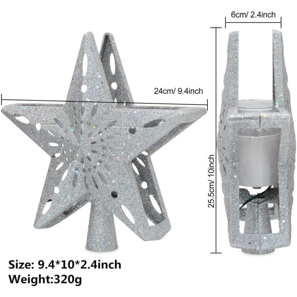 Juletrær Toppstjerne Med Lys Og Innebygd Roterende Magisk Kule LED-Tretopp-Projektor For Krone Juletrær Pynt