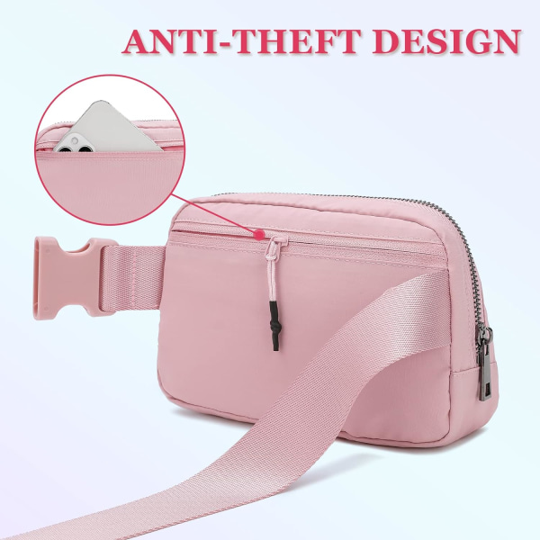 Bæltetaske til Kvinder Mænd, Mode Crossbody Fanny Packs Vandafvisende Mini Talje Taske Bum Taske med Justerbar Rem til Løbetur, Vandreture, Gåture Pink