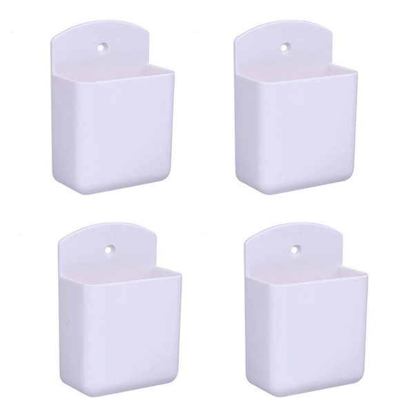 4-pack vita fjärrkontrollhållare väggmonterad förvaringslåda