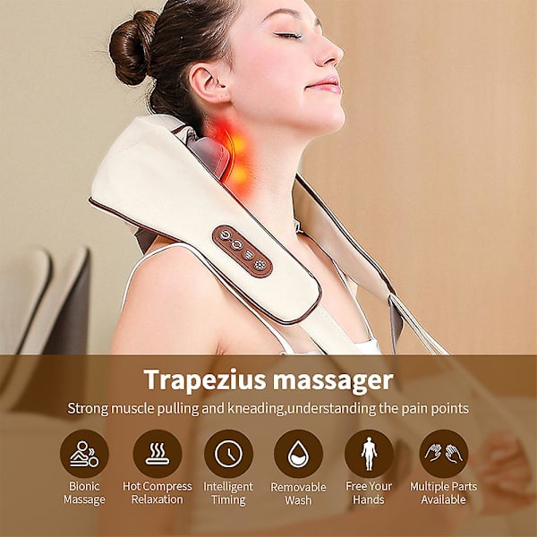 20W Elektrisk Nakke- og Skuldermassageapparat Trådløs Nakke- og Rygmassagepude Nakke Cervikal Ryg