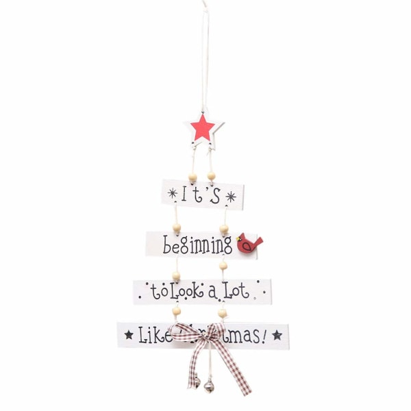 Wooden Christmas Tree Decorations Ornament (White)