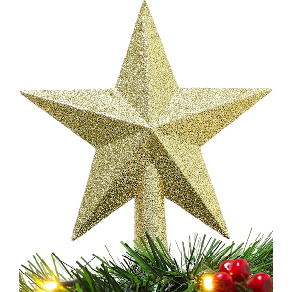 20 cm Glitter Juletre Toppstjerne Dekorasjon – Juletre Topper