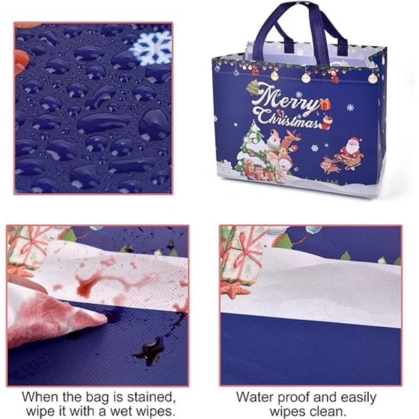 12 STK Julegaveposer Store Juleposer, Bærbare Juleposer Gavepose Gjenbrukbare Poser Til Gavehandel 32 * 24 * 17CM
