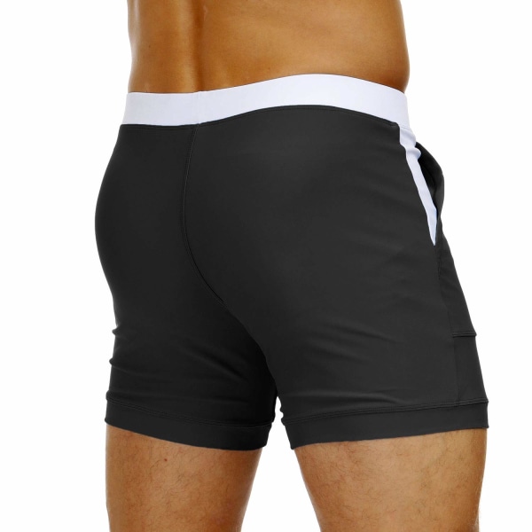 Herre Hurtigtørrende Svømmebukser Strandshorts Board Spa Trunks Stretchy Gym Shorts Briefs med Justerbar Snøring（36，XL）