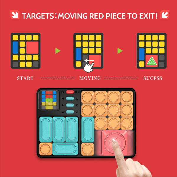 Super Slide Puzzle Hjärnspel, Magnetiskt Glidande Block Hjärngåta Pussel, Logiktränings Reseleksaker för Barn och Vuxna