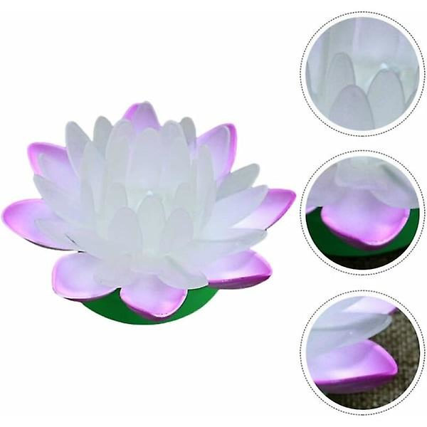 2 st lila LED flytande lotusljus vattentät solcellspool vattenlilja flytande lykta lotusblomma för trädgård pool