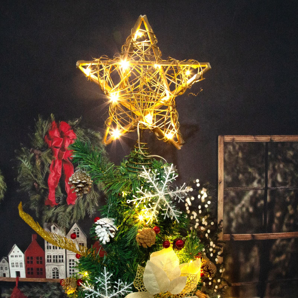 Rattan Star Christmas Tree Topper Natural Star Tree Topper 10"