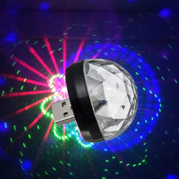 3 stk Mini disco, USB lydkontrollert lys, fargerik stroboskop