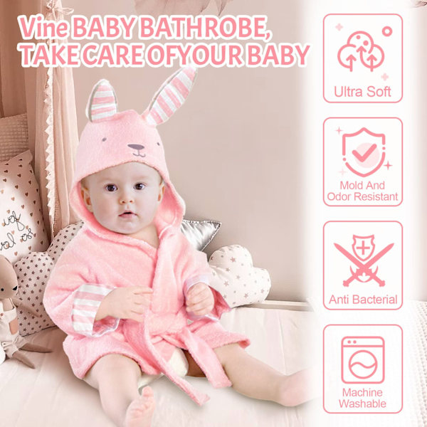 Baby Badrock med Huva Pojkar Flickor Badrock för Barn 3-4 År, Rosa