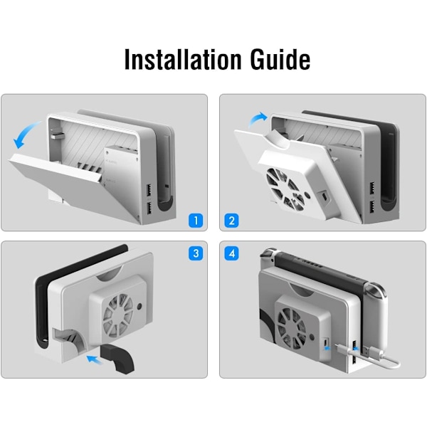 Extern Kylfläkt för Switch OLED, 3 Hastighetsalternativ Värmeavledning Kylare Ersättningsbakstycke Kompatibel med Nintendo Switch OLED Dock