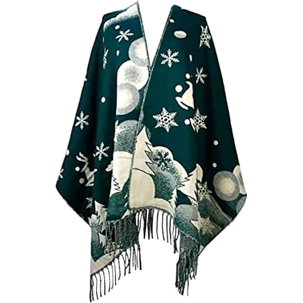 Juletema Shawl Sjal - Efterår & Vinter (Grøn)