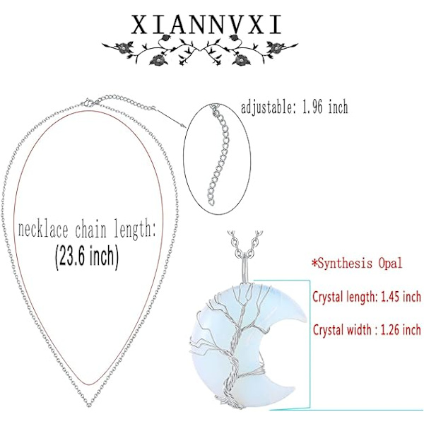 Halsband Livets Träd Kristall Halsband (Vit-Syntetisk Opal)
