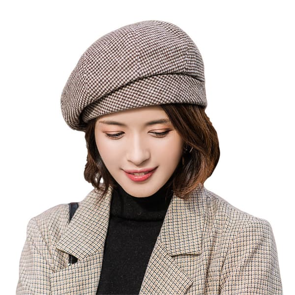 Vinter Beret Hat til Kvinder, Koreansk Stil Beret Hat til Kvinder, Kjolehat, Komfortabel og Varm Vinterhue til Forår/Efterår/Vinter Brown