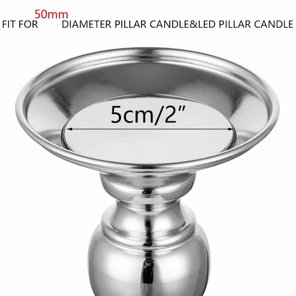 Silver Pelare Ljusstake, för 50mm Ljusstake, 2PC
