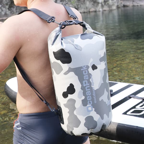 Olkahihnaton vedenpitävä reppu ulkoiluun - Camouflage Harmaa S Harmaa Grey S