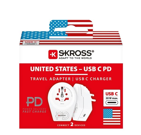 Verdensadapter - Verden til USA USB-C™ PD White 115